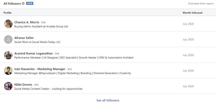 LinkedIn Follower analytics