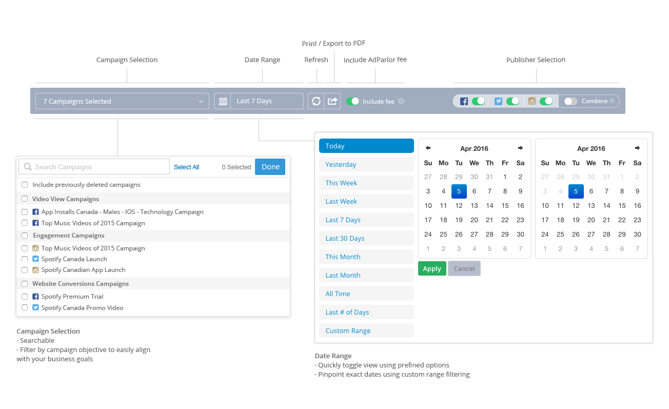 Unified Dashboard: Toolbar