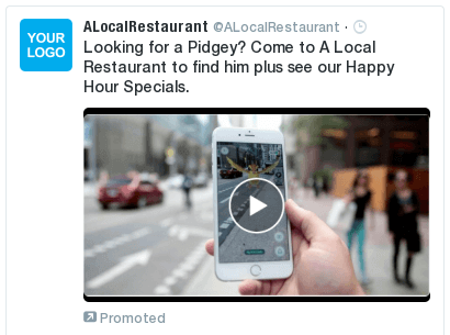 Restaurants - Blue sky Twitter Video Post: Looking for a Pidgey? Pokemon Go.