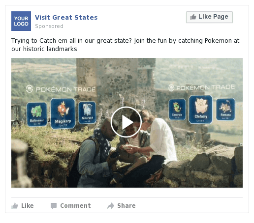 Travel Companies - Blue sky Facebook Video Post: Trying to Catch em all. Pokemon Go.