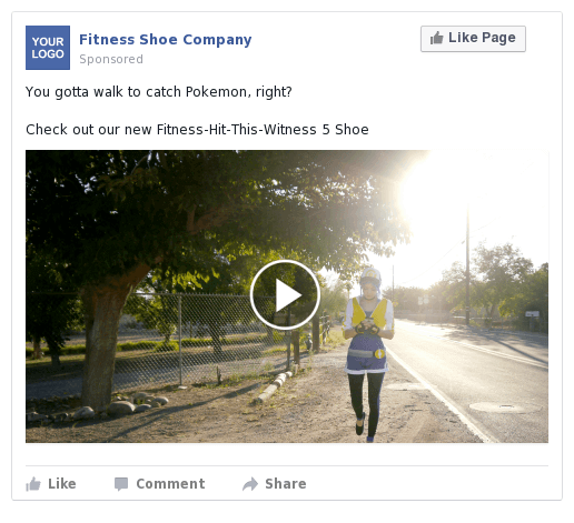 Retail Apparel Companies - Blue sky Facebook Video Post: You gotta walk to catch Pokemon. Pokemon Go.