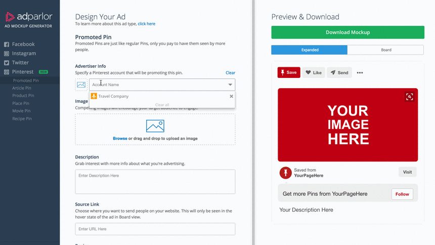 Blue sky Blog Post: Our Updated Ad Mockup Generator Now Includes Pinterest Ads