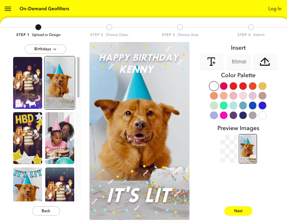 Snapchat geofilter: online tool