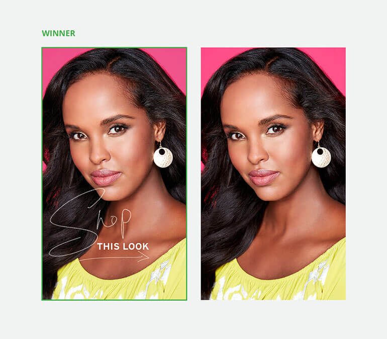 Creative with text overlaid on top beat creative without any text