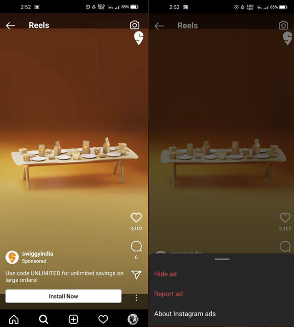 A sample of Twitter's reel ad