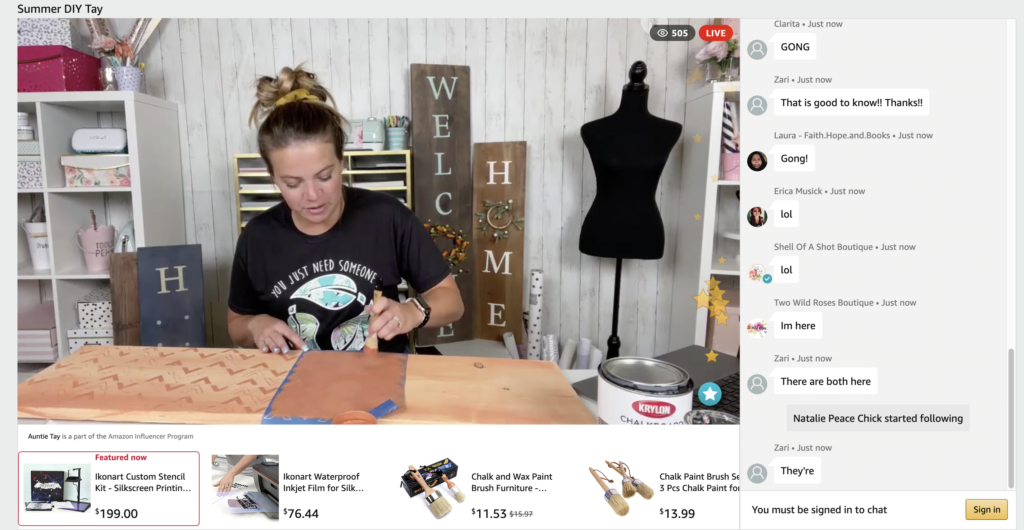 Amazon live shopping event